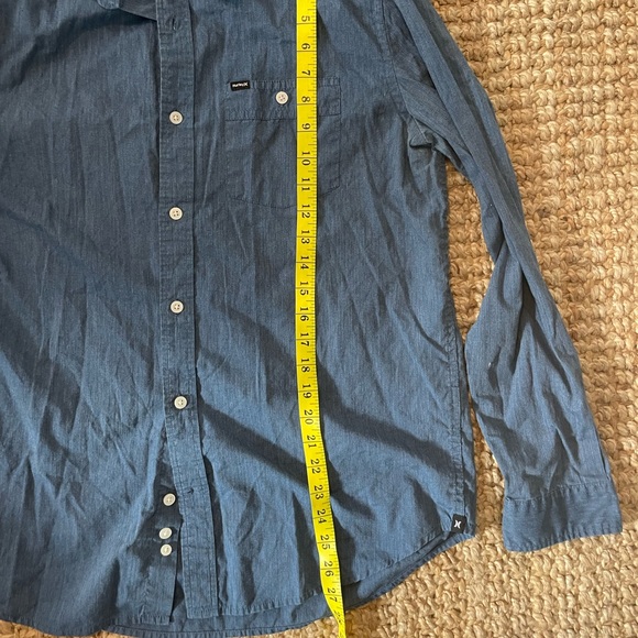 Hurley S Blue Button Down Dress Shirt - Picture 7 of 9